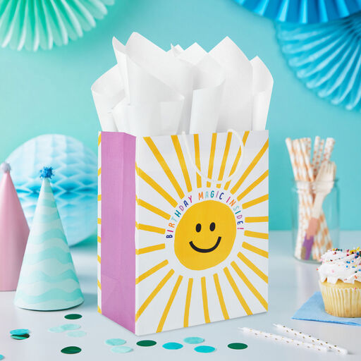9.6" Sunshine Smiles on White Medium Gift Bag, 