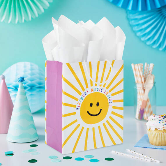 9.6" Sunshine Smiles on White Medium Gift Bag, , large image number 2