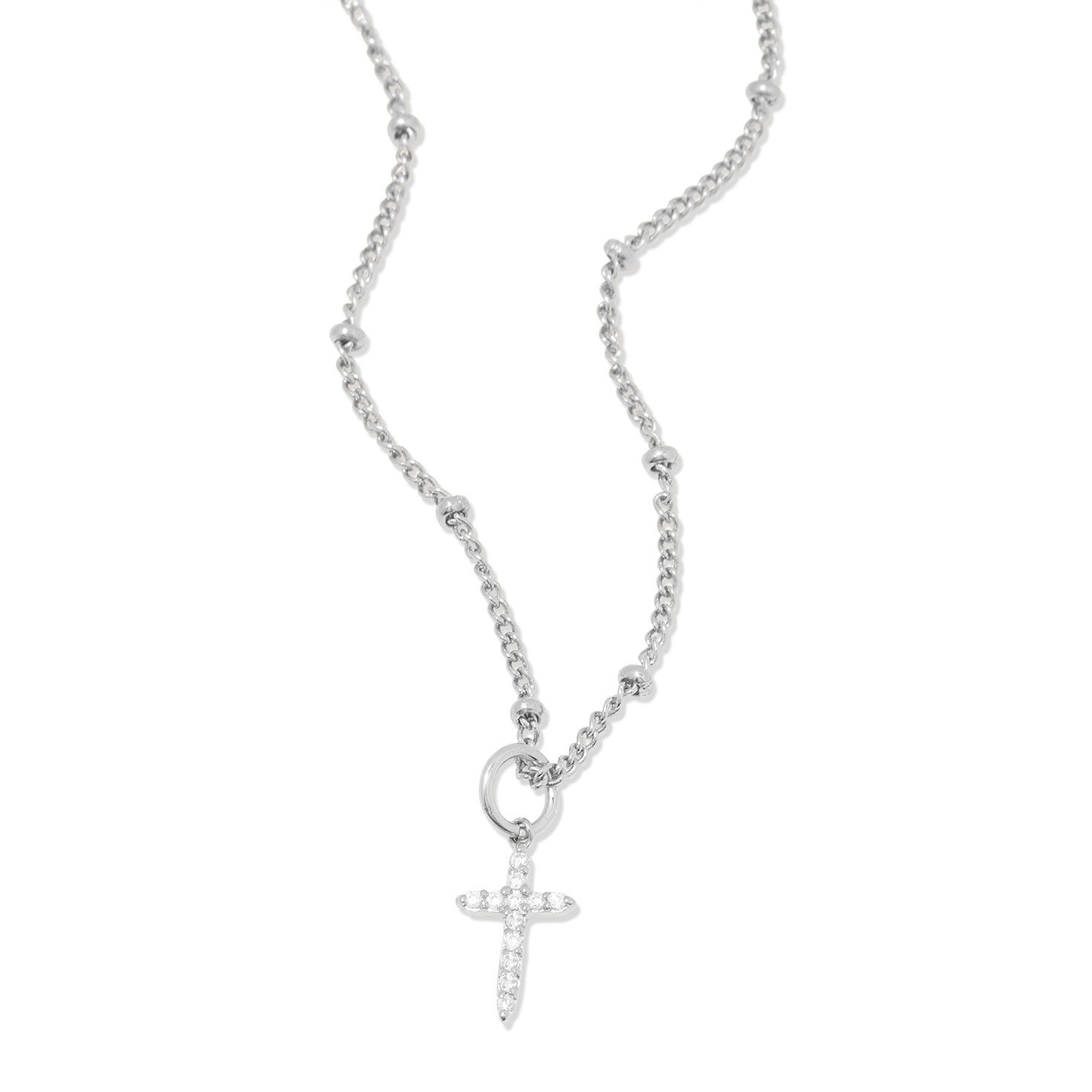 Josephine Cross Necklace Silver front image number 2