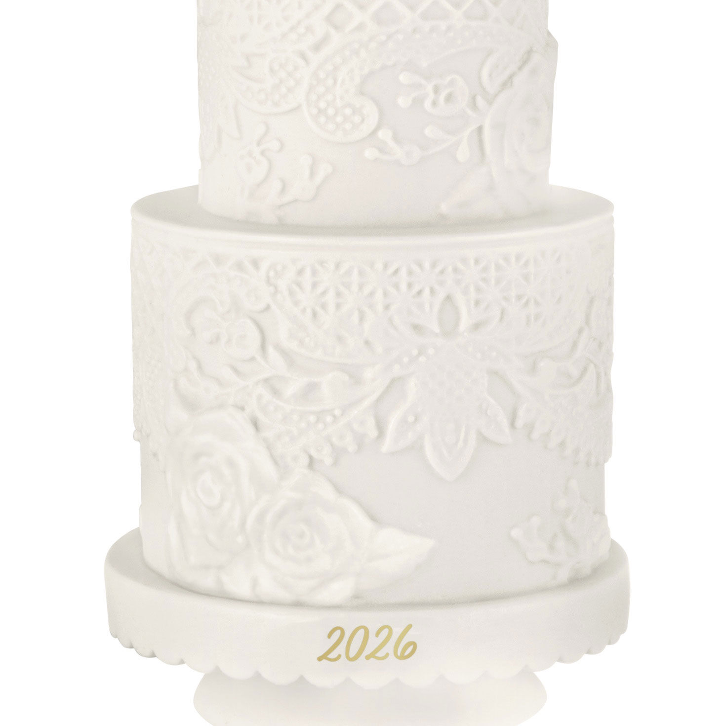 White Tiered Wedding Cake Keepsake Ornament  image number 5