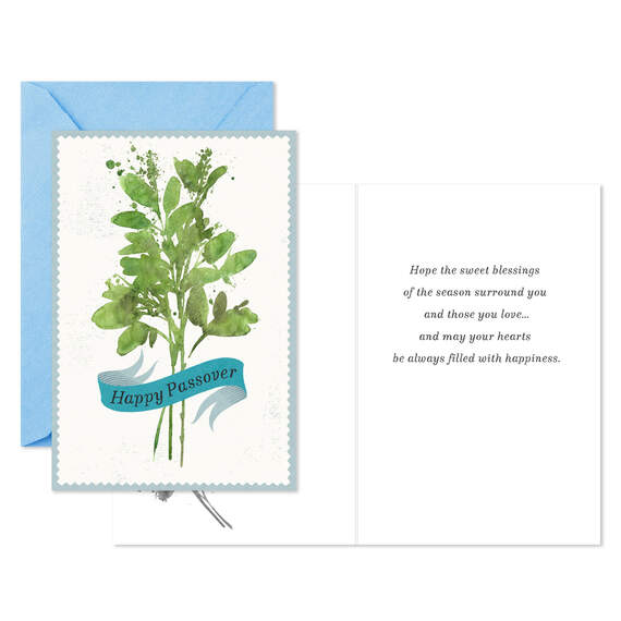 Green Herbs With Banner Passover Cards, Pack of 6, , large image number 2