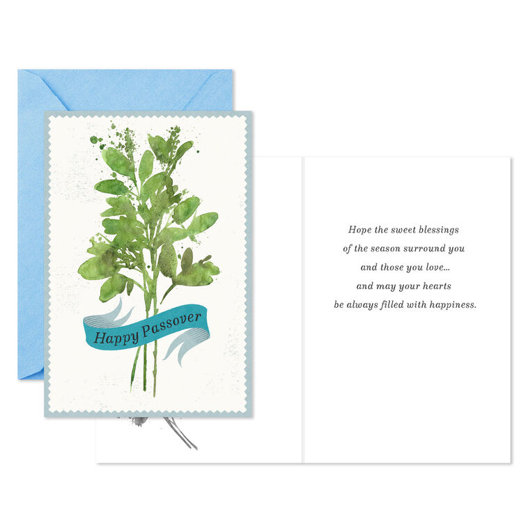 Green Herbs With Banner Passover Cards, Pack of 6, , large image number 2