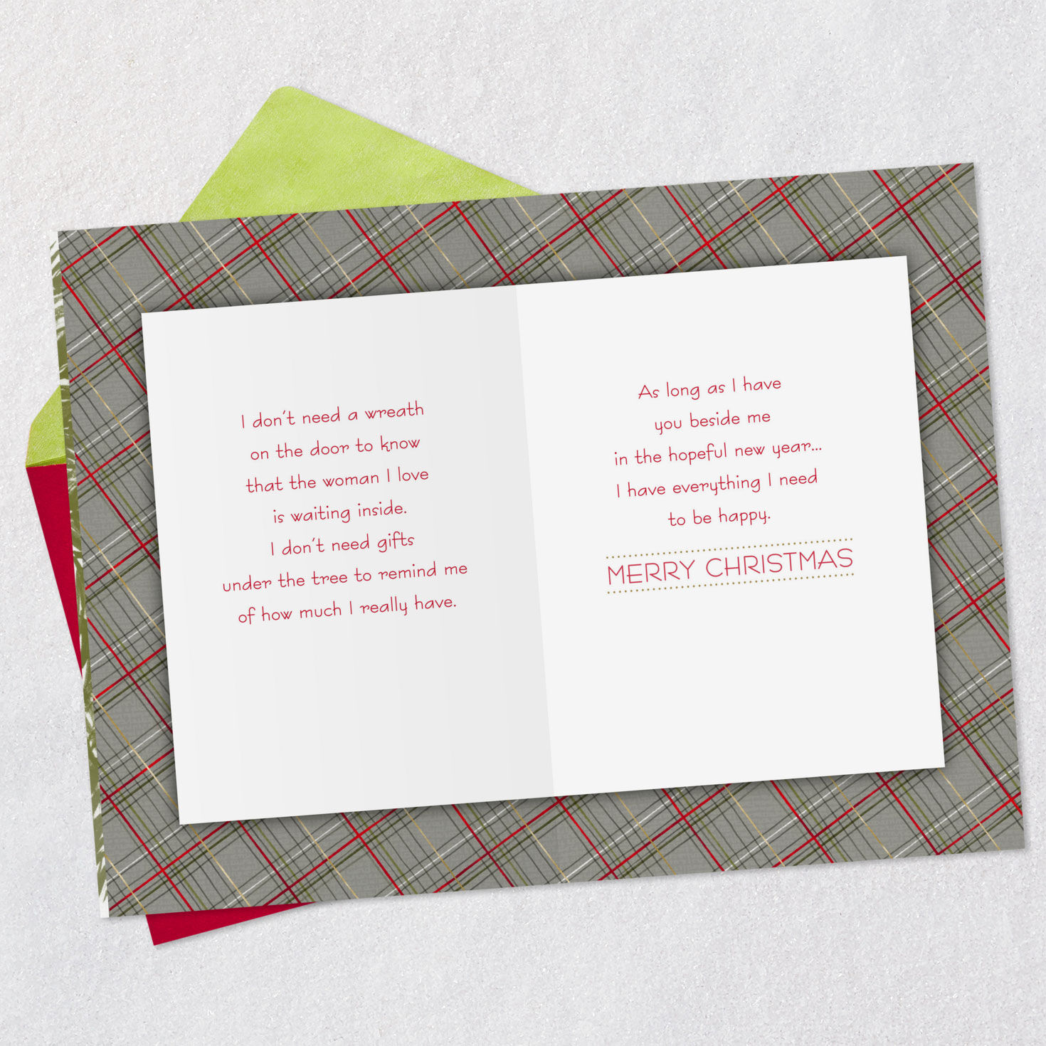 Holiday Wreath Wife Christmas Card Open card with envelope image number 4