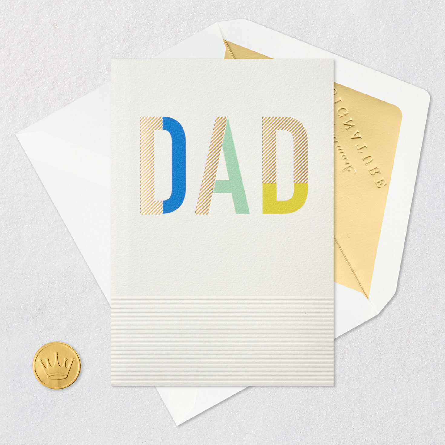 Modern Color-Blocked Lettering Dad Father's Day Card Card Front with Envelope and Gold Seal image number 5