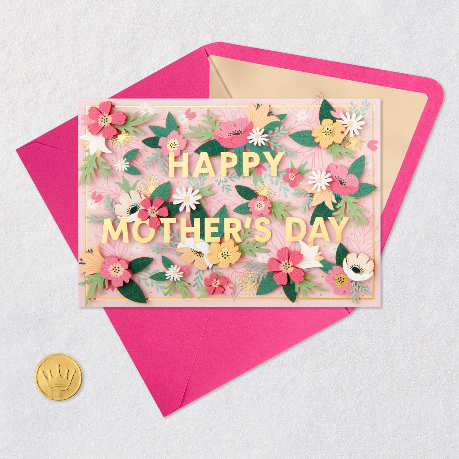 Quilled Floral Signature Mother's Day Card Card Front with Envelope and Gold Seal image number 5