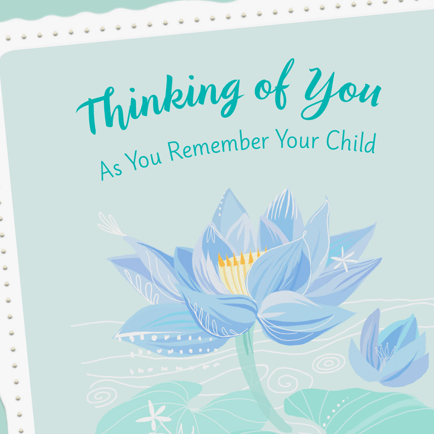 Water Lily Sympathy Card for Loss of Child Card Front Detail image number 5