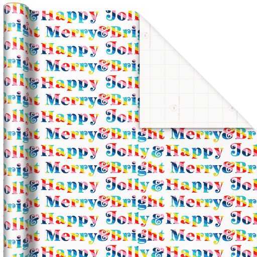 Rainbow Lettering Christmas Wrapping Paper, 40 sq. ft., 