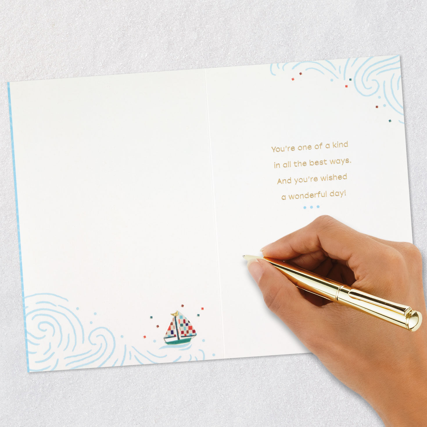 Sailboats on Light Blue Birthday Card Signing card image number 6