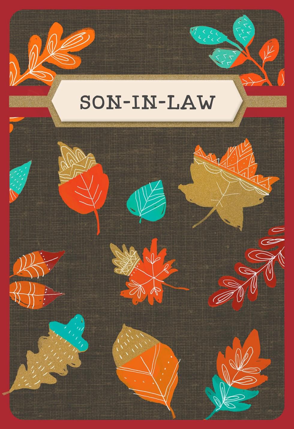Autum Leaves Thanksgiving Card with Customizable Male Relative Stickers