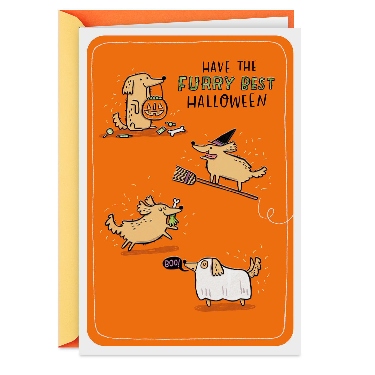 Furry Best Wishes Funny Halloween Card From the Dog