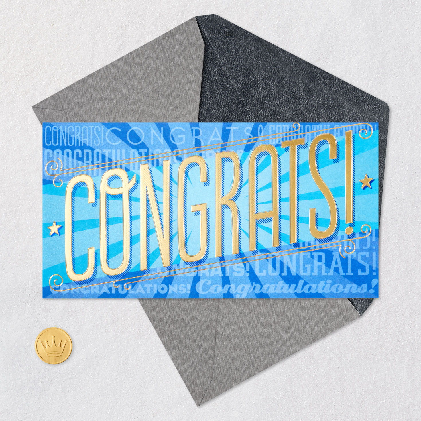 Blue Starburst Graduation Money Holder Card Card Front with Envelope and Gold Seal image number 6