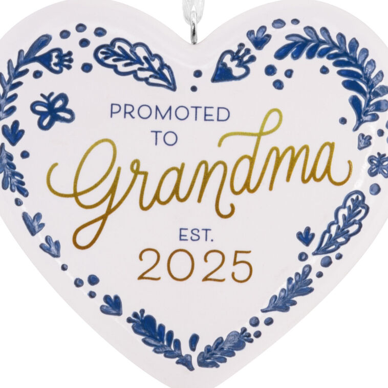 Promoted to Grandma Heart Christmas Ornament closeup view image number 5