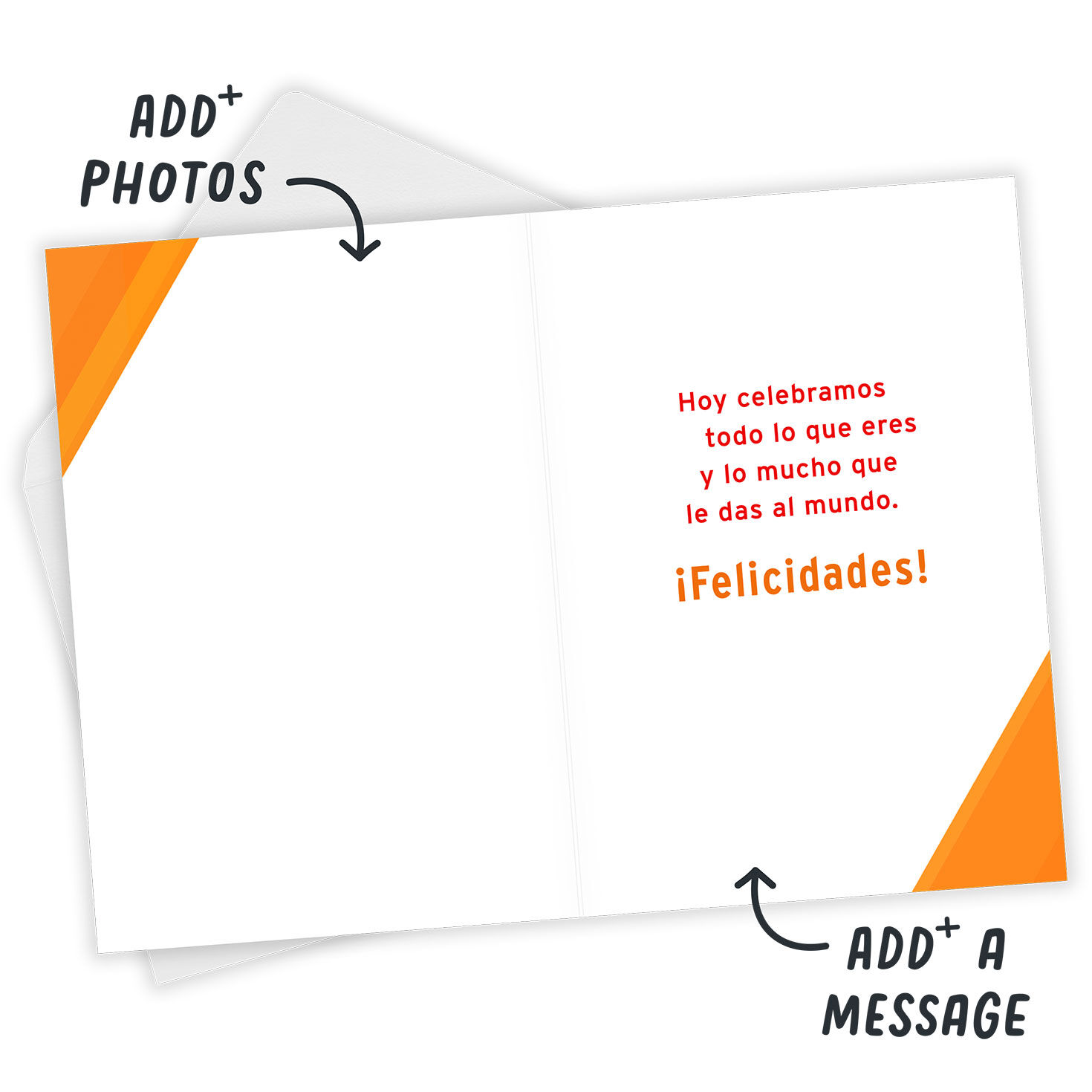 Red Orange Yellow Letters Spanish Personalized Card Open Card with Envelope indicating personalization image number 3