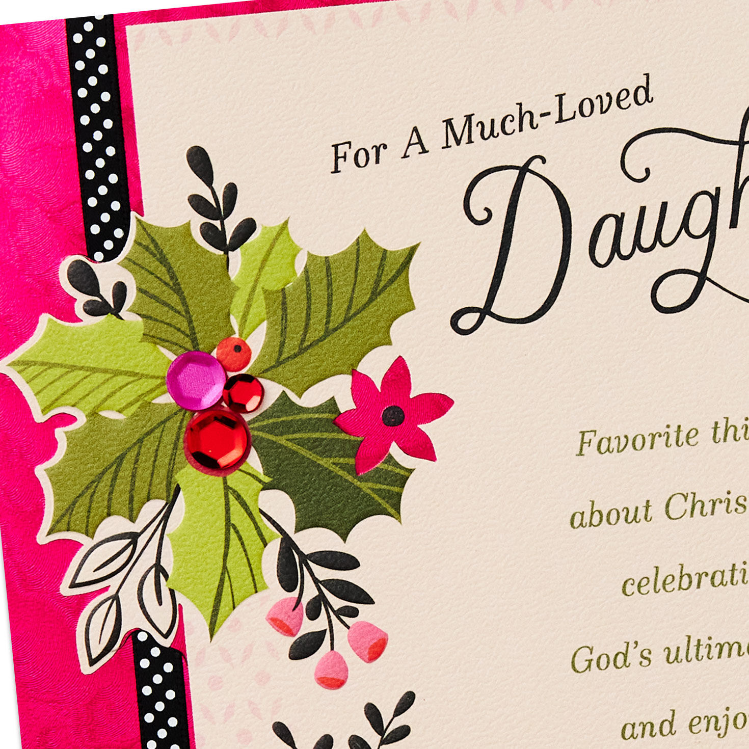 Poinsettia Religious Christmas Card for Daughter Card Front Detail image number 5