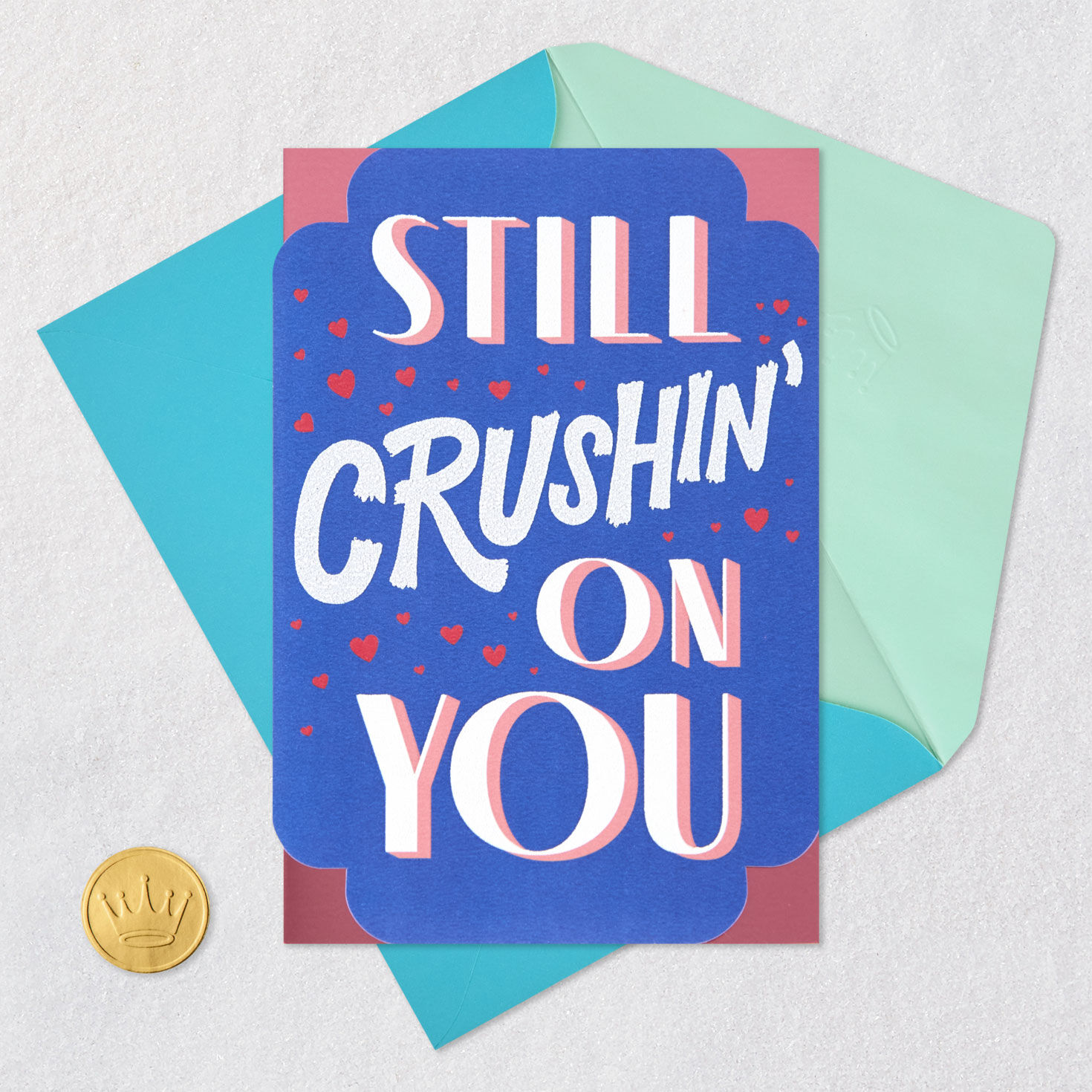 Lettering and Hearts Romantic Love Card Card Front with Envelope and Gold Seal image number 5