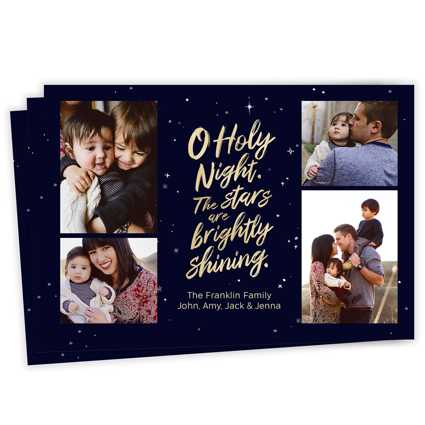 Starry O Holy Night Flat Christmas Photo Card