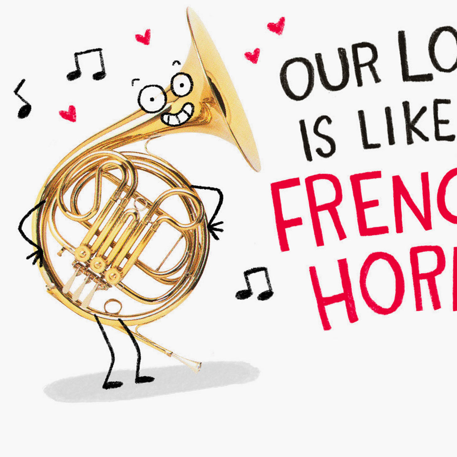 French Horn Cartoon Valentine's Day Card Card Cover Detail image number 4
