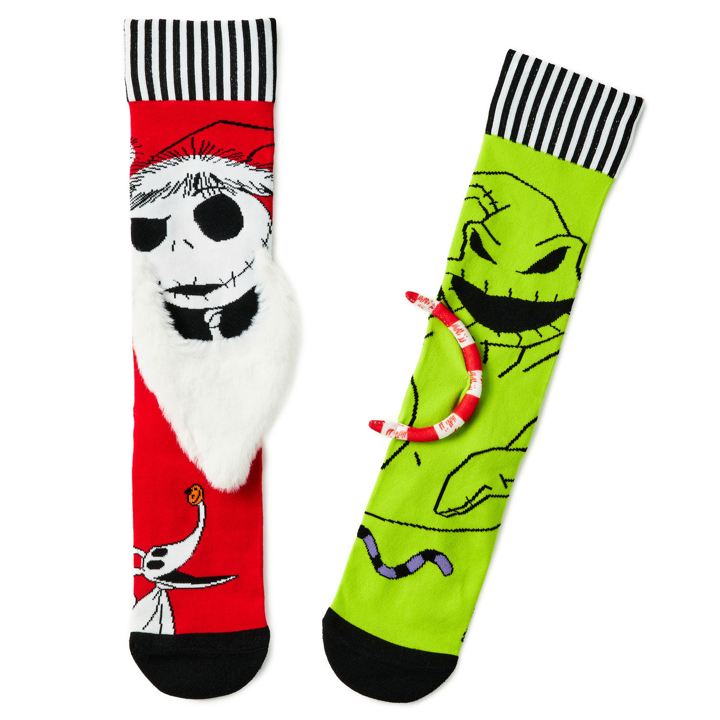 Disney Tim Burton's The Nightmare Before Christmas Jack Skellington and Oogie Boogie Mismatched Novelty Crew Socks