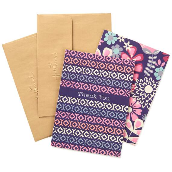 Flowers and Pattern Thank You Notes, Pack of 8, , large image number 1