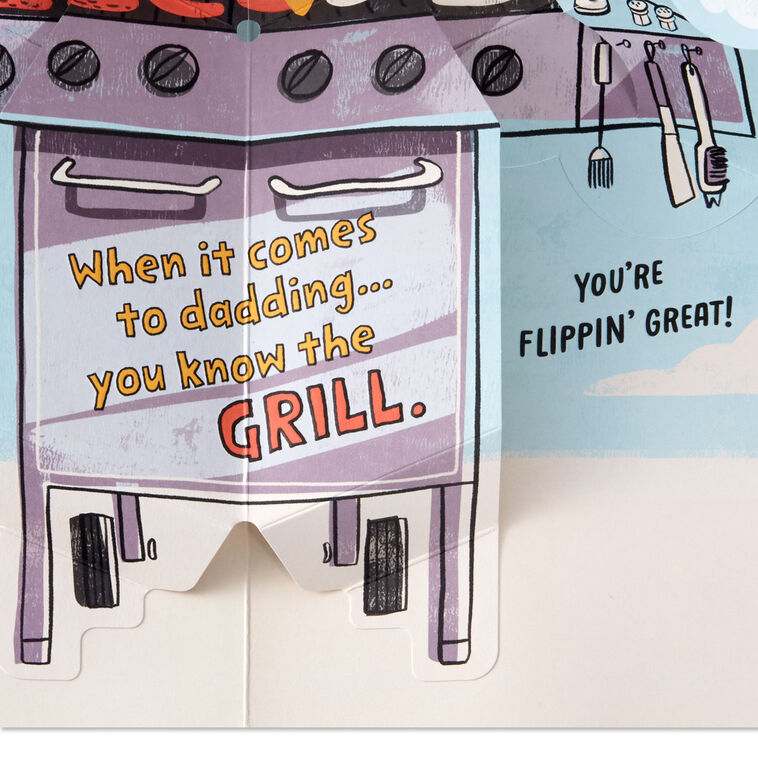 A Day of Thrills, Chills and Grills Pop-Up Birthday Card for Dad, , large image number 2
