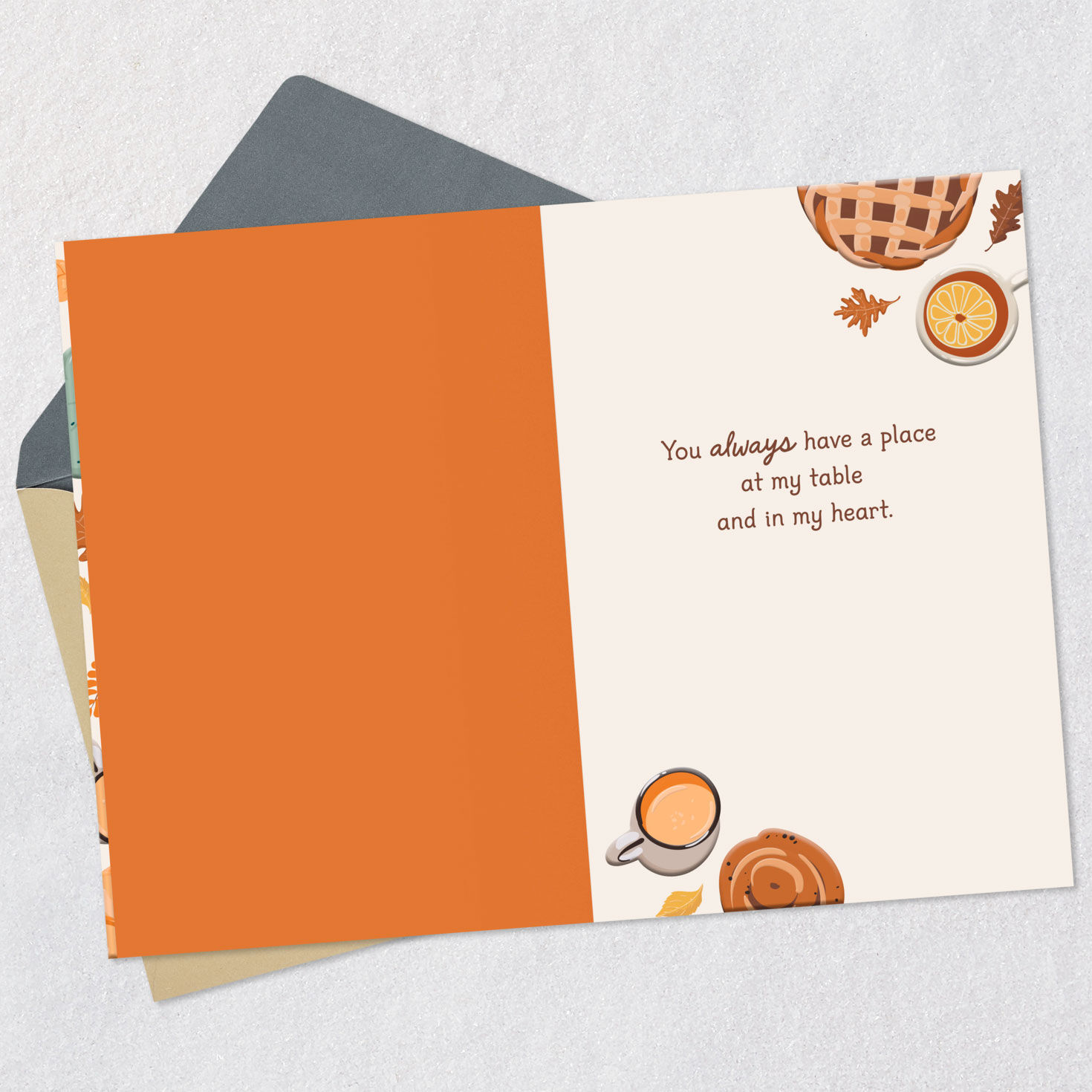 Pies and Pumpkins Thanksgiving Card Open card with envelope image number 3