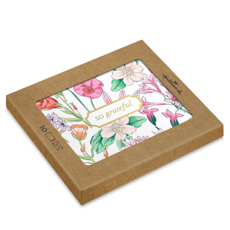 So Grateful Floral Blank Thank You Notes, Pack of 10