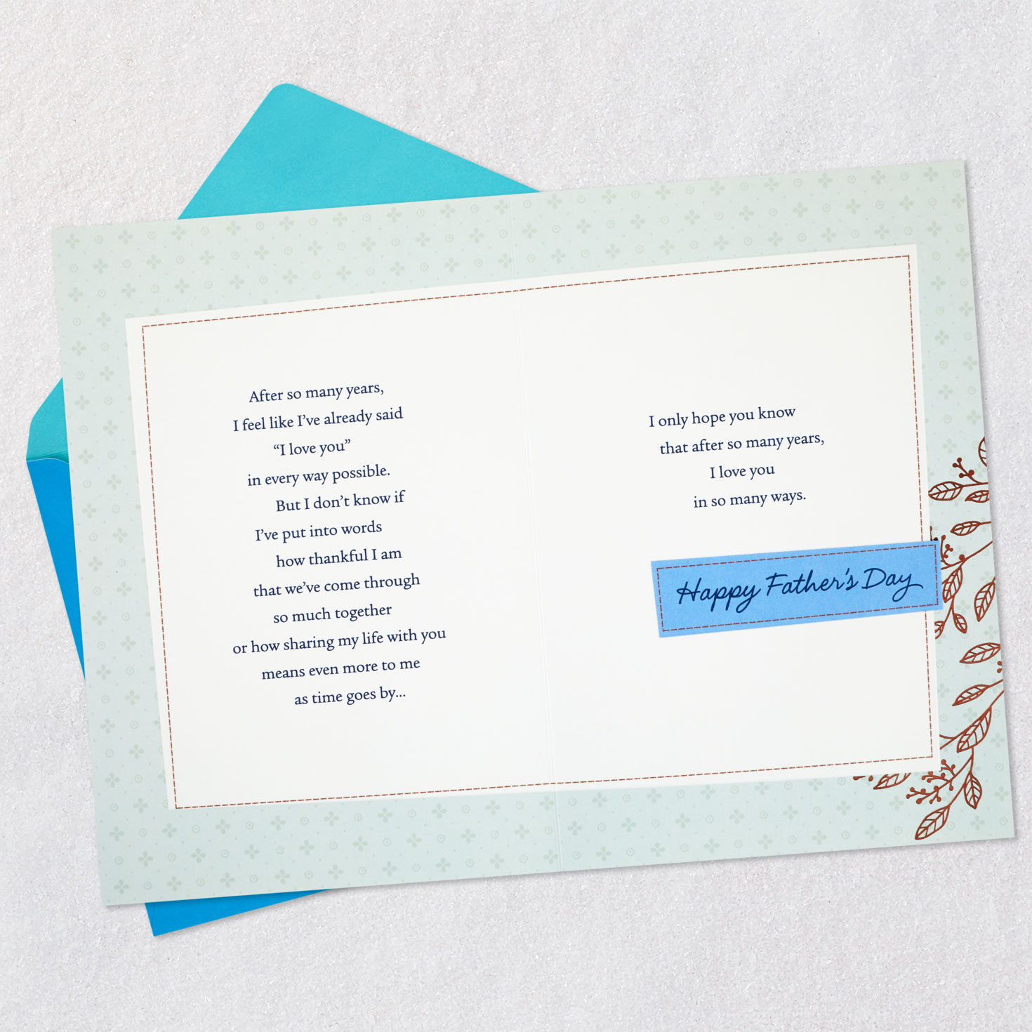 Blue Stitched Accents Father's Day Card Open Card with Envelope image number 4