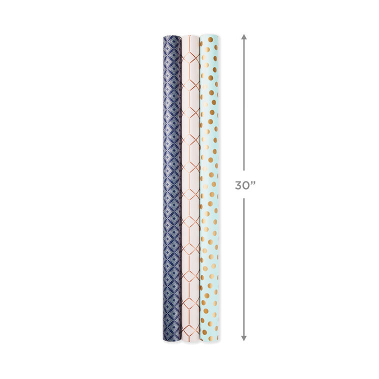 Metallic Shimmer 3-Pack Reversible Wrapping Paper, 120 sq. ft. total, , large image number 3