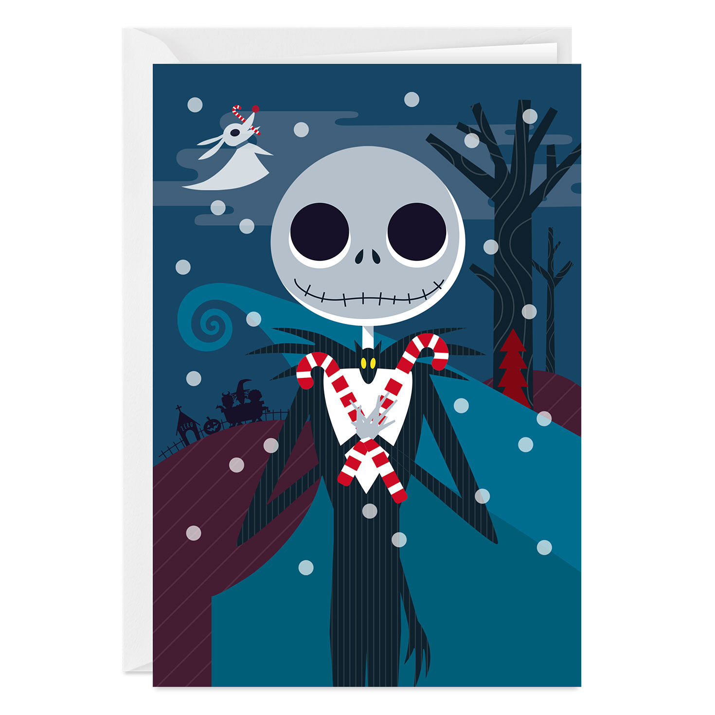 Disney Tim Burton's The Nightmare Before Christmas Frightfully Festive Jack Skellington Custom Christmas Card
