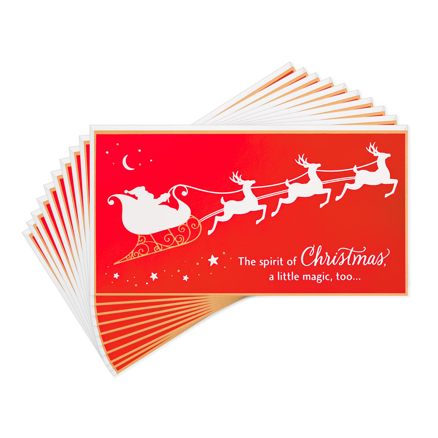 Santa's Sleigh Money Holder Christmas Cards, Pack of 10, , large image number 1
