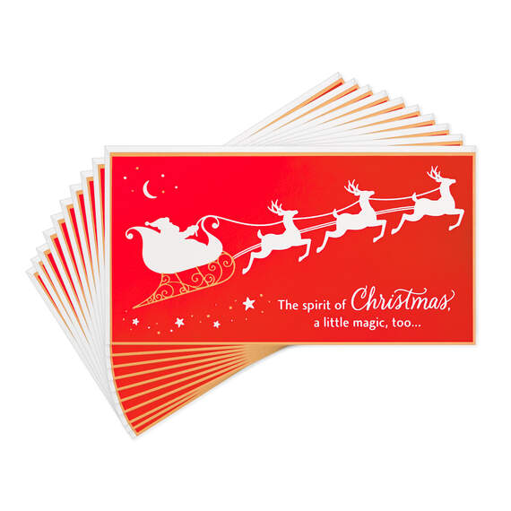Santa's Sleigh Money Holder Christmas Cards, Pack of 10, , large image number 1