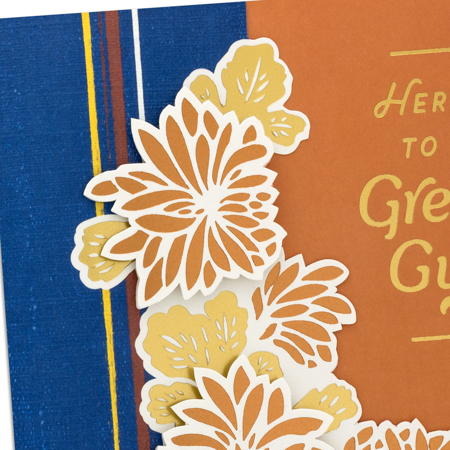 Navy and Orange Floral Birthday Card for Man Card Front Detail image number 6