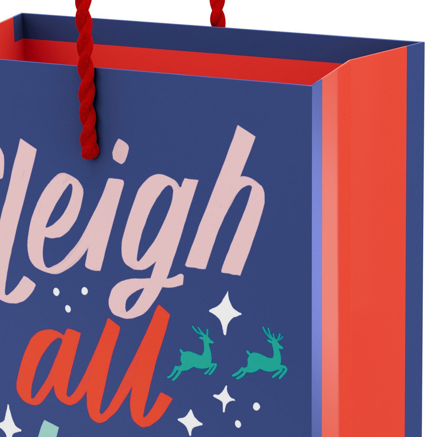 Navy and Pink Christmas Gift Card Holder Bag Handle Detail image number 4