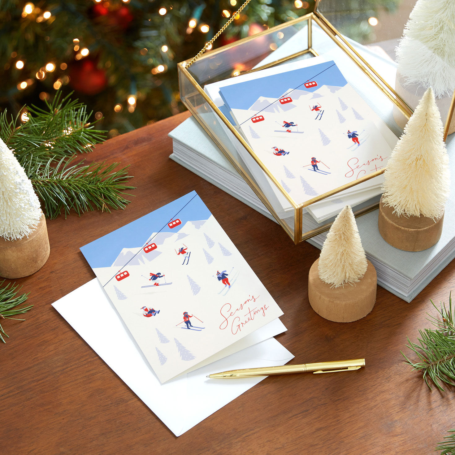 Ski Slopes Boxed Christmas Card Pack in use image number 7