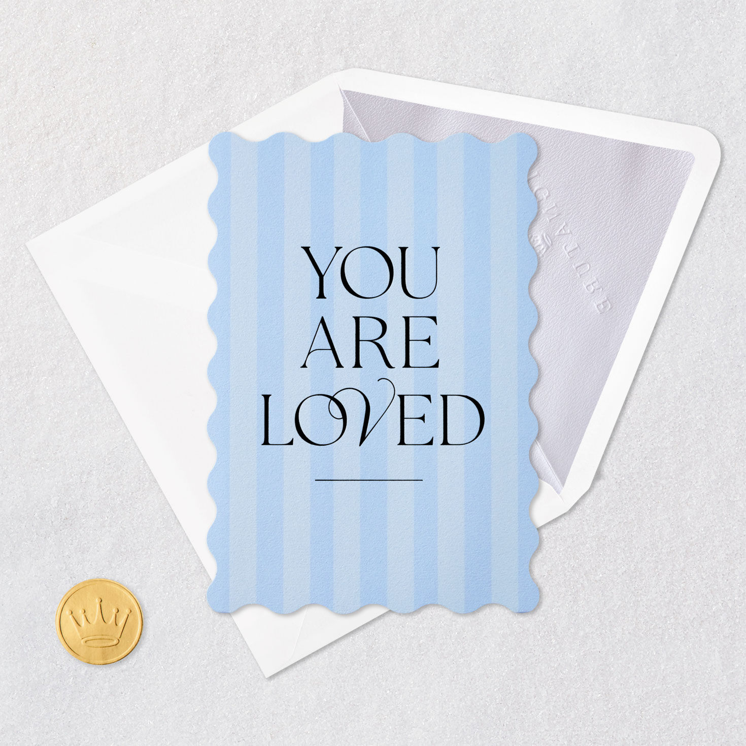 Light Blue Stripes Birthday Card Card Front with Envelope and Gold Seal image number 5