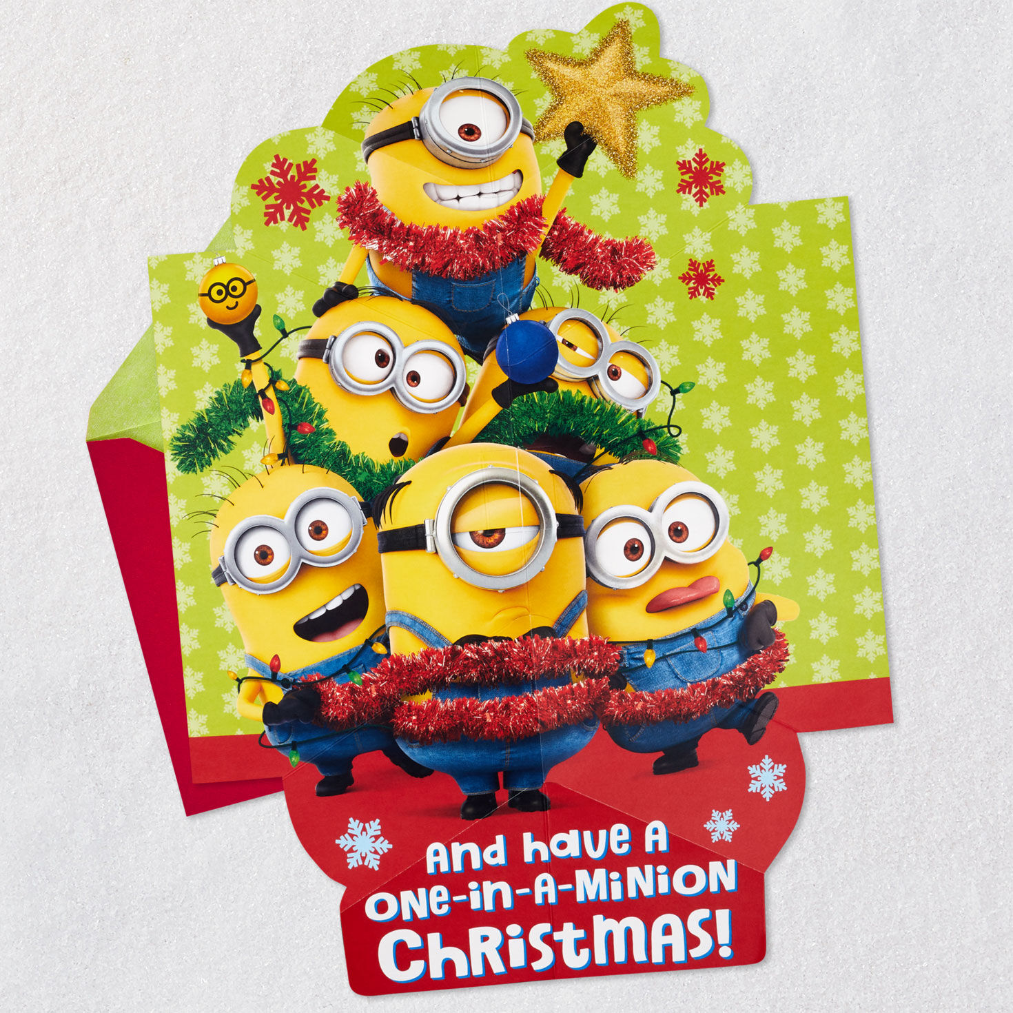 Despicable Me Minions Musical Pop-Up Christmas Card Open card with envelope image number 2