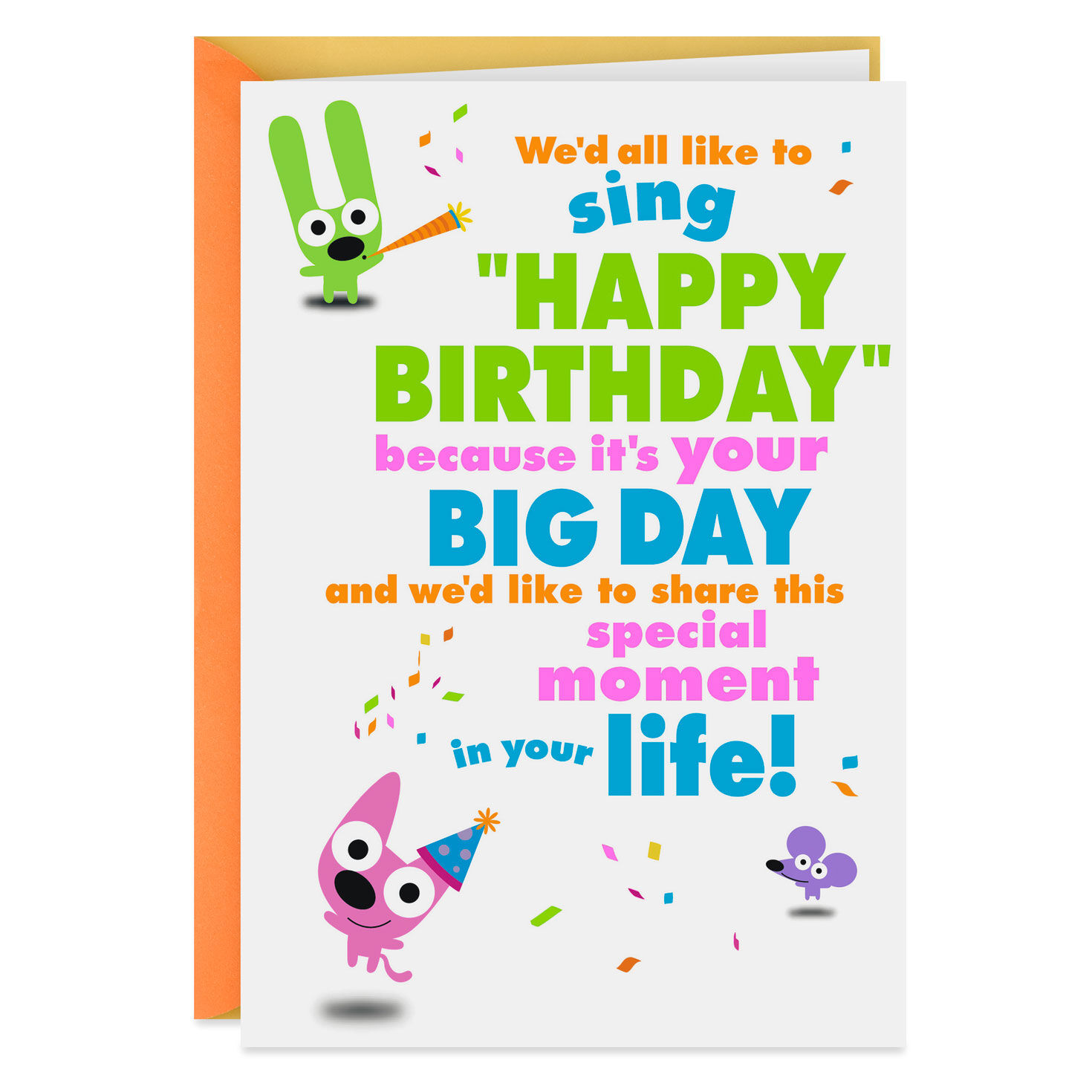 Hallmark Birthday Card ~ Hoops & YoYo Sound & Light Animated Cartoon Alien