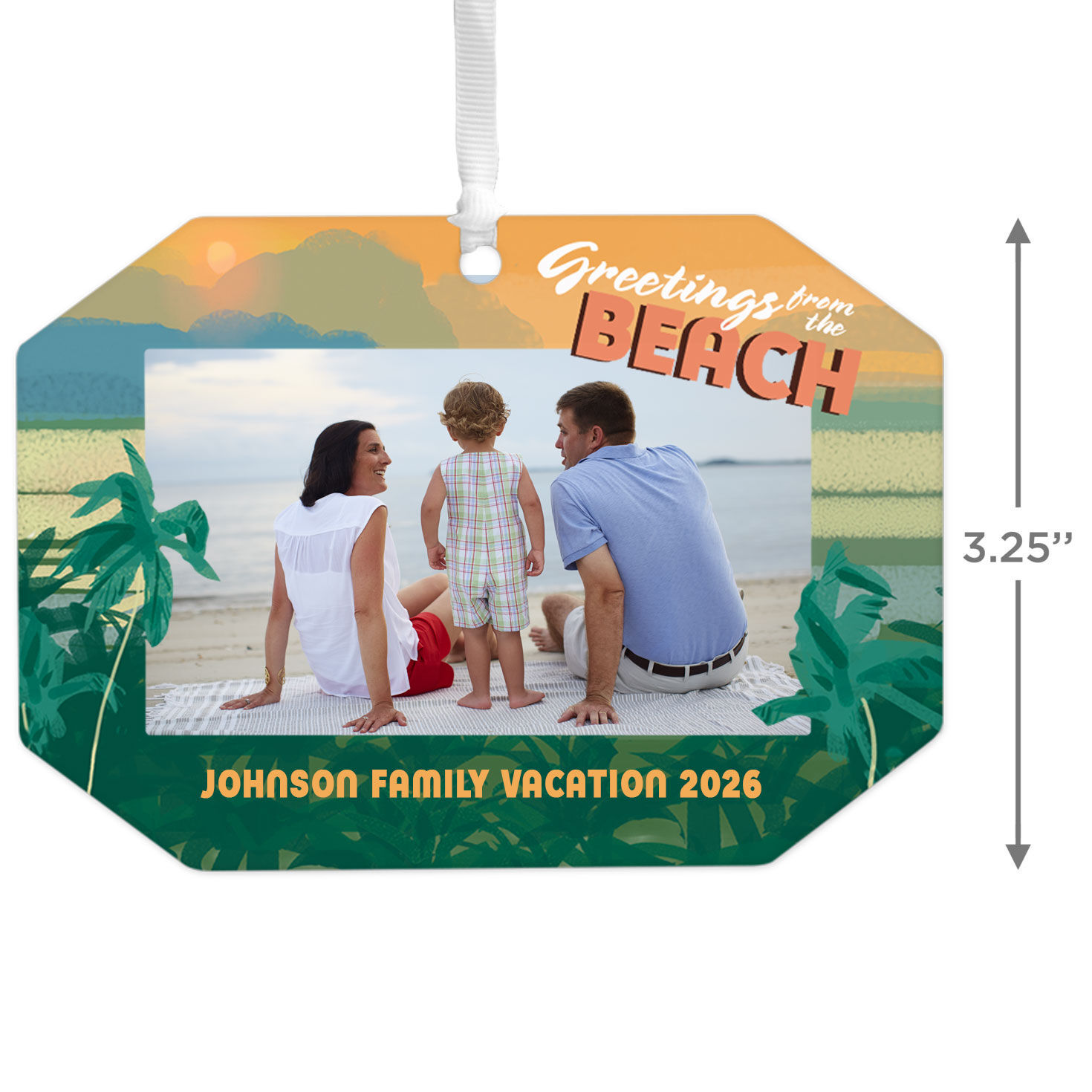 Beach Vacation Personalized Christmas Ornament measurement image number 3