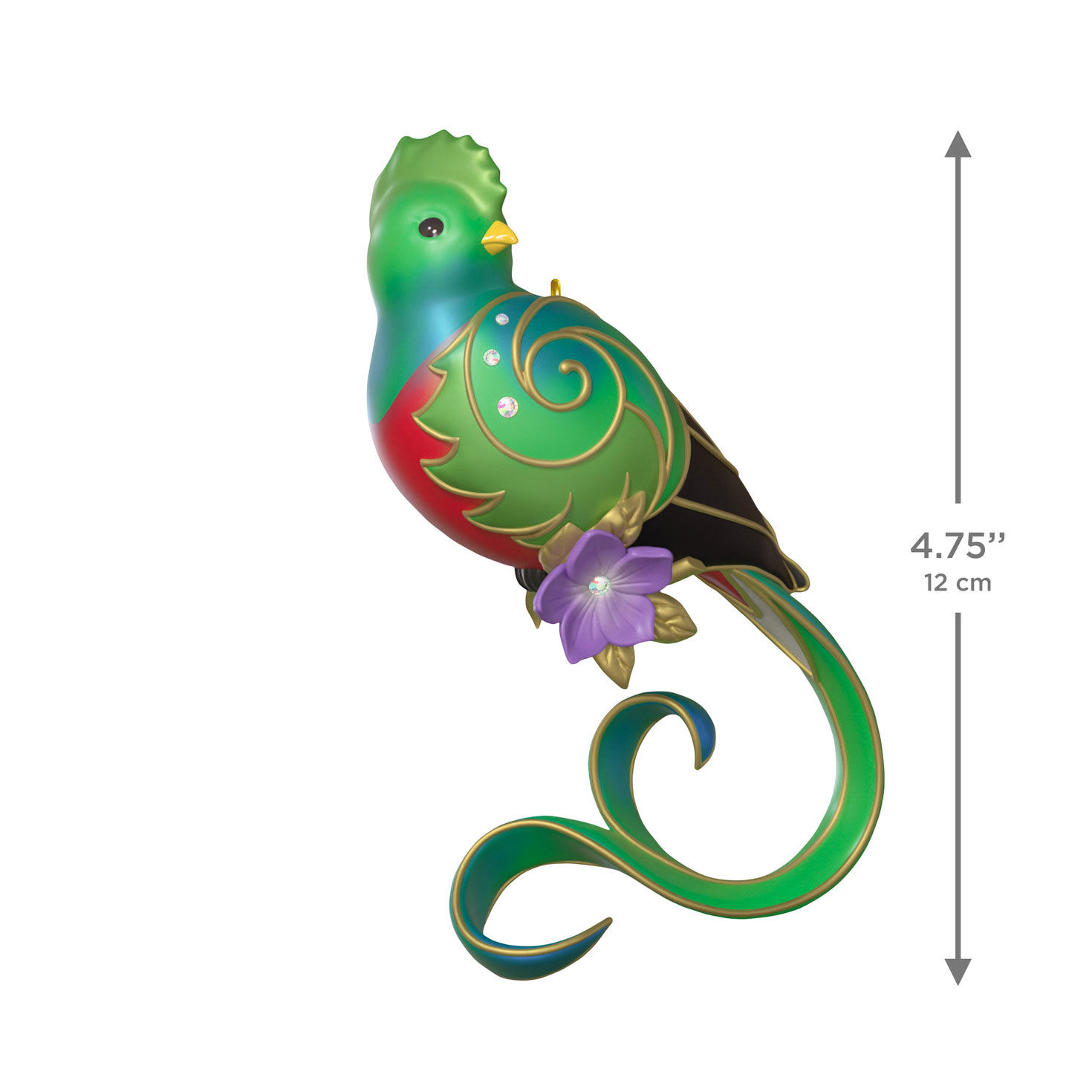 Colorful Bird With Long Tail Keepsake Ornament measurement image number 3