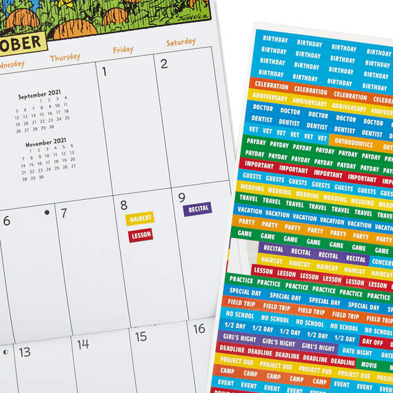 Peanuts® Large Grid 2021 Wall Calendar With Stickers, 12-Month, , large image number 5