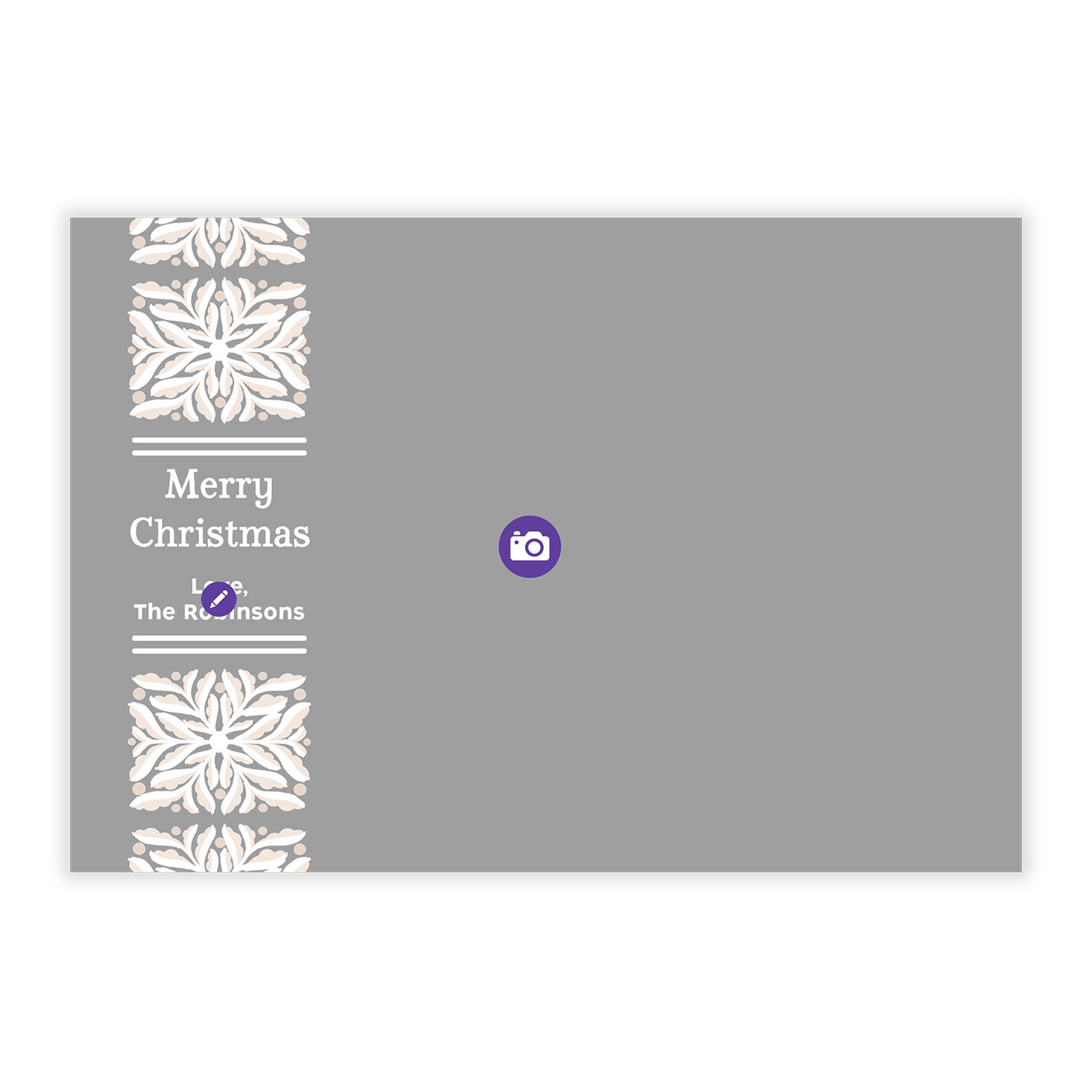 Stamped Border Personalized Christmas Photo Card Card Front indicating personalization image number 5