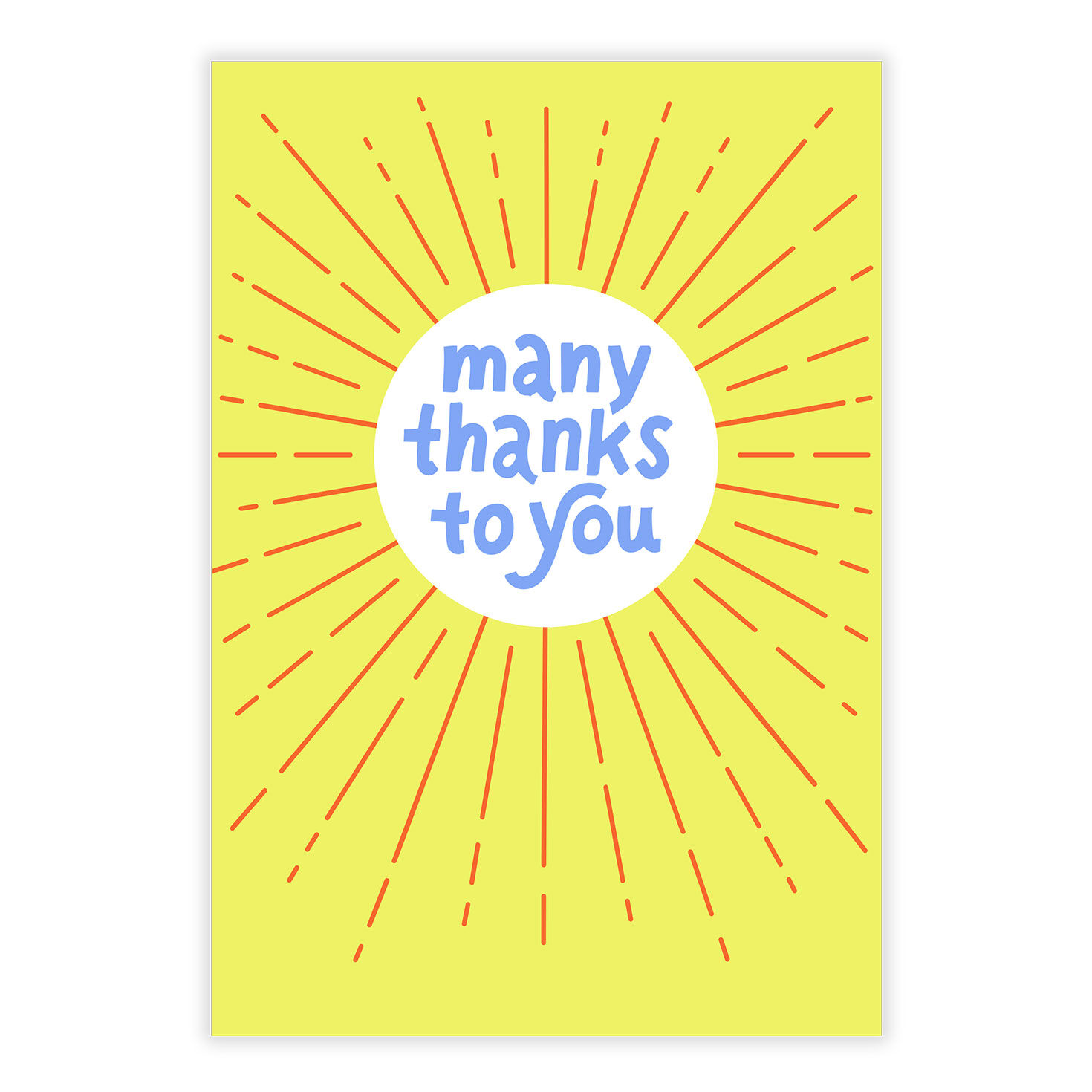 Orange Starburst on Yellow Thank You Card front image number 2