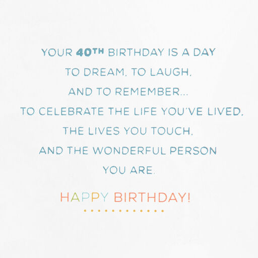 The Wonderful Person You Are 40th Birthday Card, 