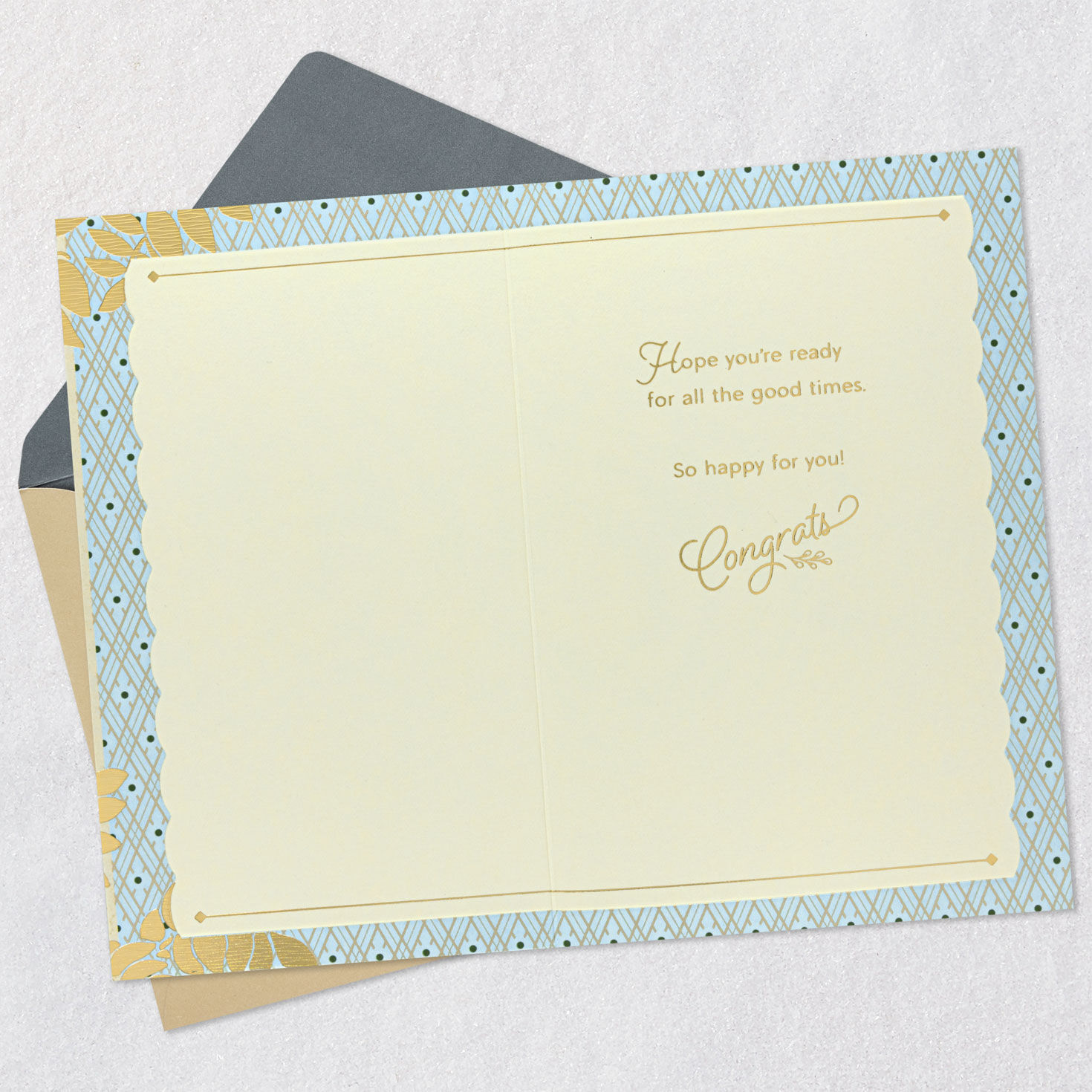 Gold Leaves and Lettering New Home Card Open card with envelope image number 3