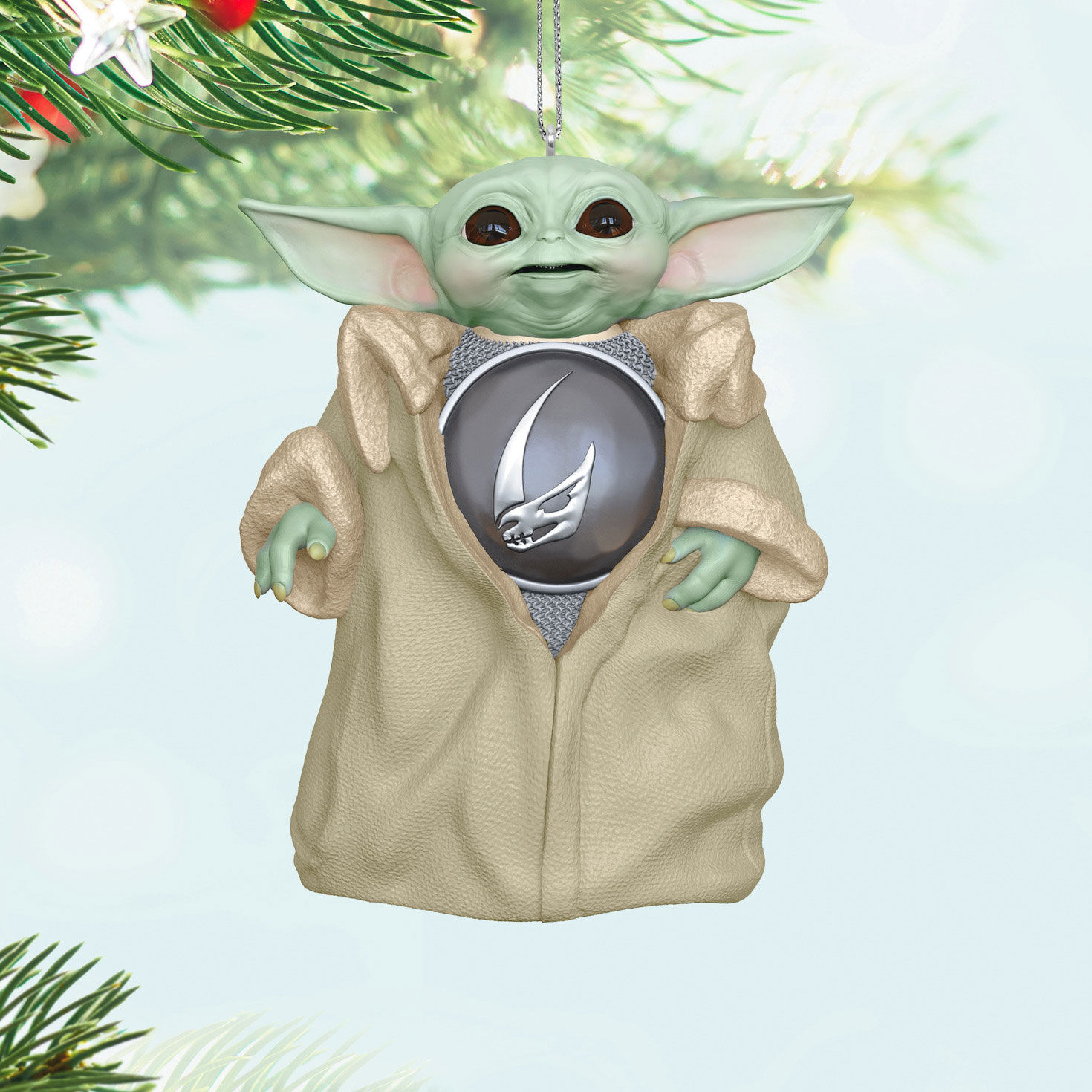 Star Wars The Mandalorian Grogu Keepsake Ornament Hanging on tree image number 2