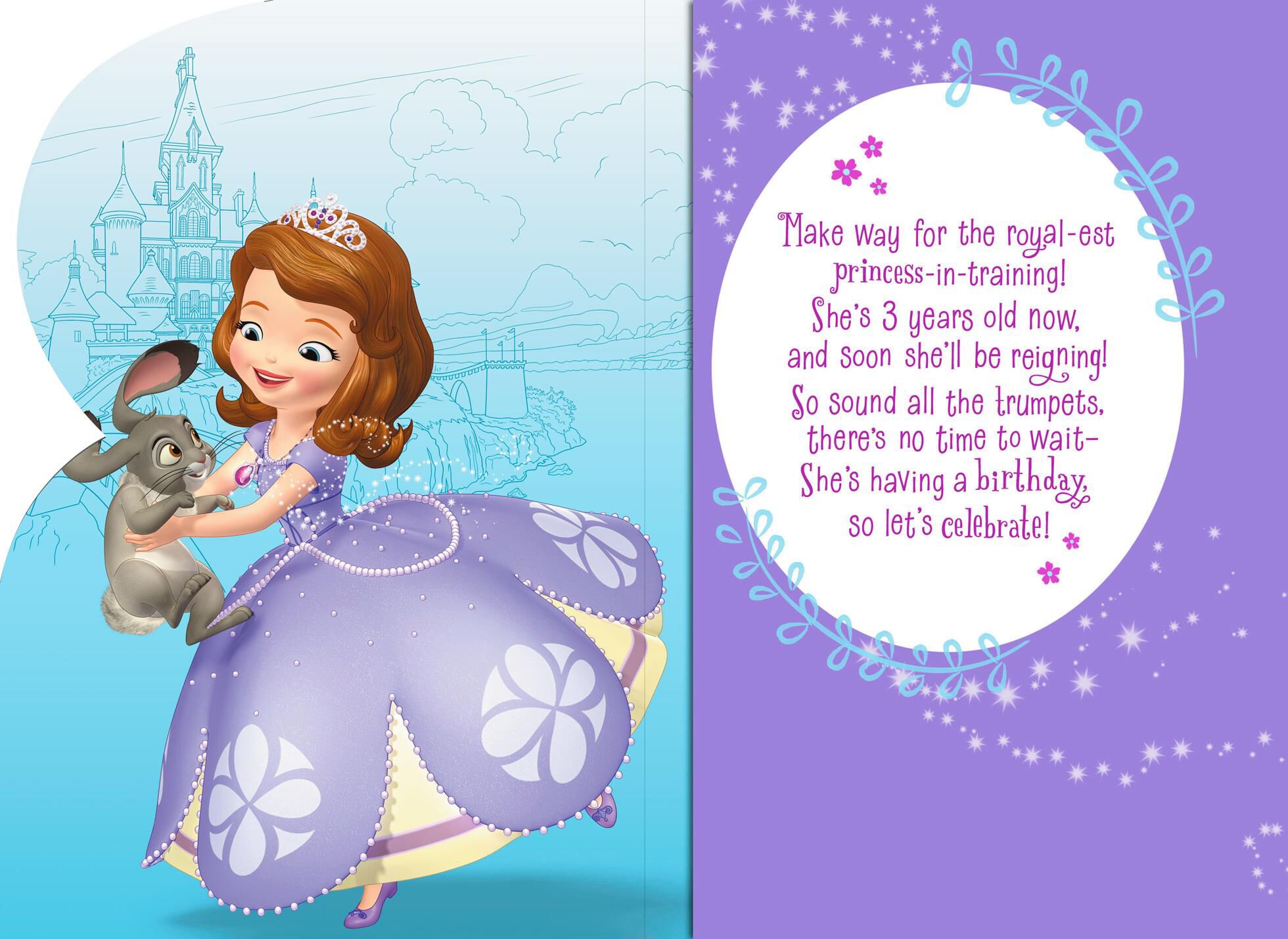 Sofia the First Musical 3rd Birthday Card