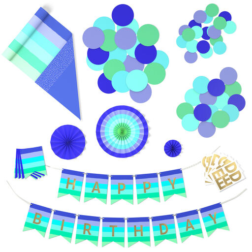 Color Pop Party Decor Kit, Cool Ombré Stripe, 