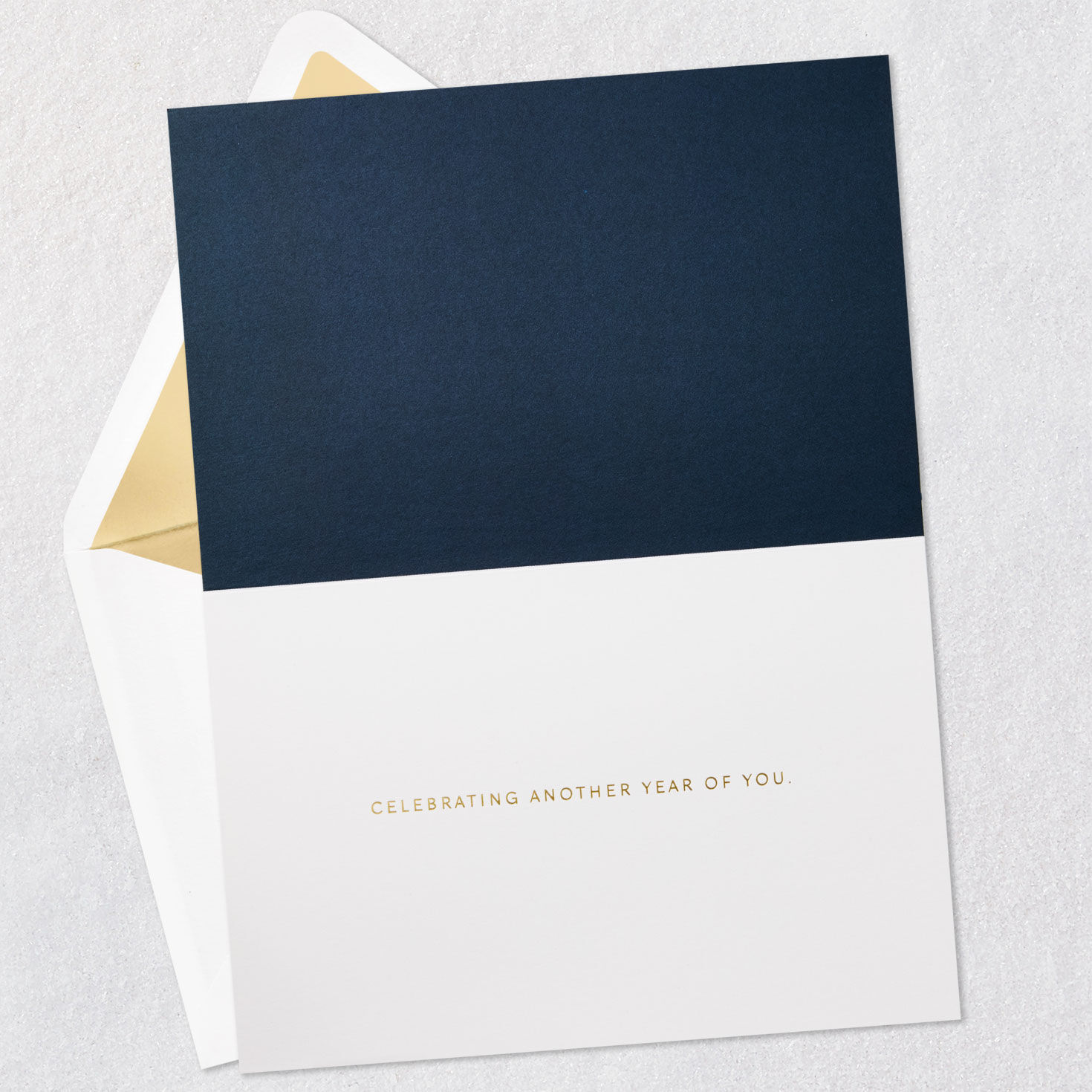 Gold Letters on Wood Grain Birthday Card Open card with envelope image number 3