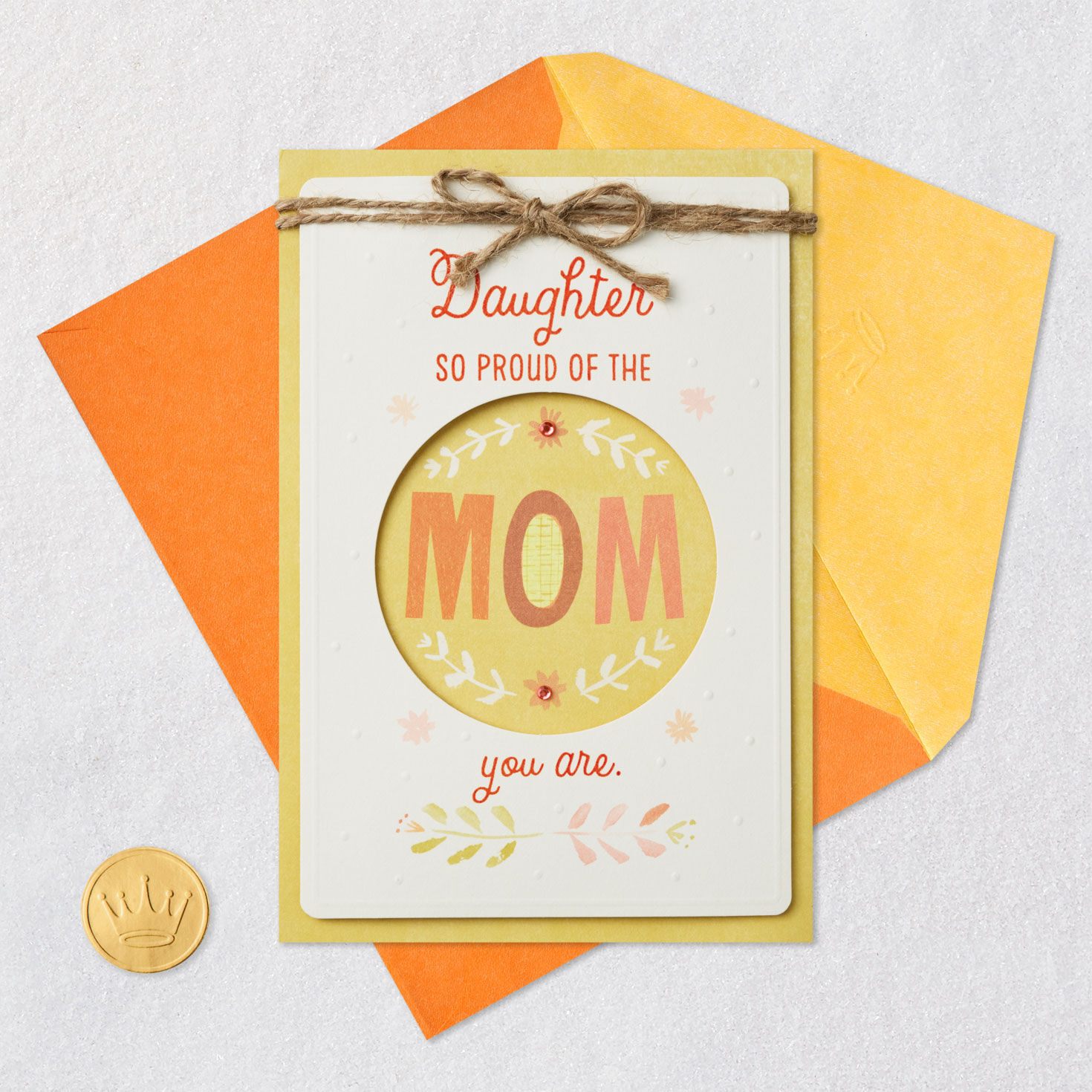 Yellow and Orange Mother's Day Card for Daughter Card Front with Envelope and Gold Seal image number 6