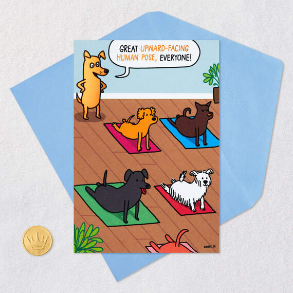 Dogs Doing Yoga Poses Funny Birthday Card